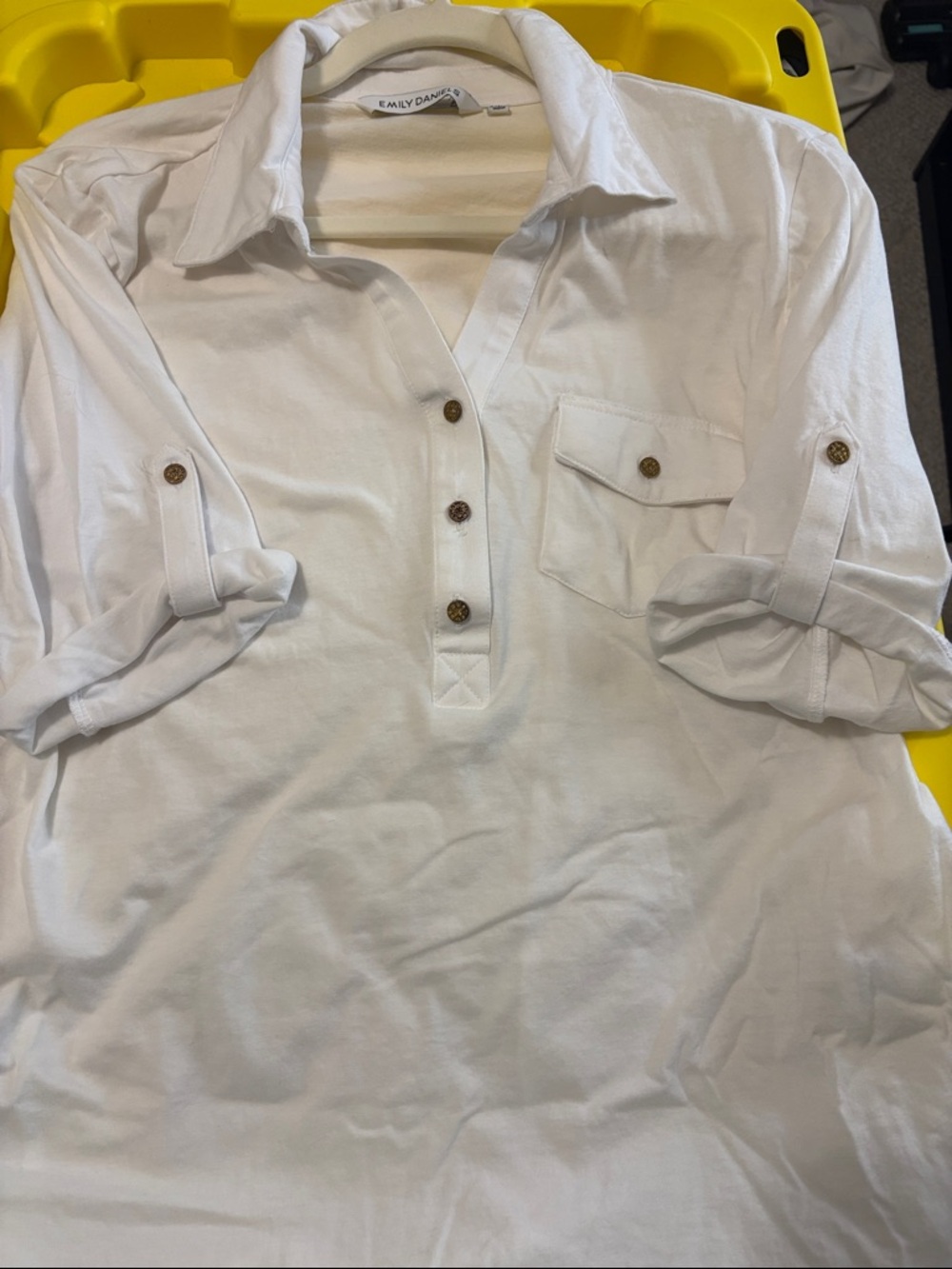 White Cotton Button-Placket Men's Shirt